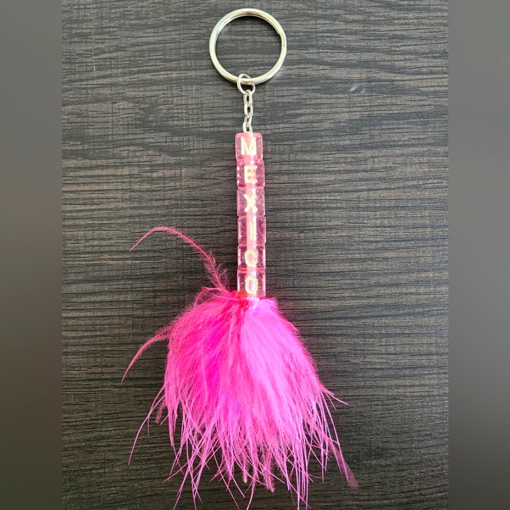 Mexico Pink Pom Pom Keychain